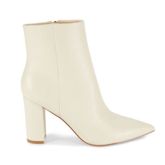 NEW Marc Fisher Women's Boots Ulani Leather Heeled Pointed Toe Ivory White 9 - Picture 1 of 11